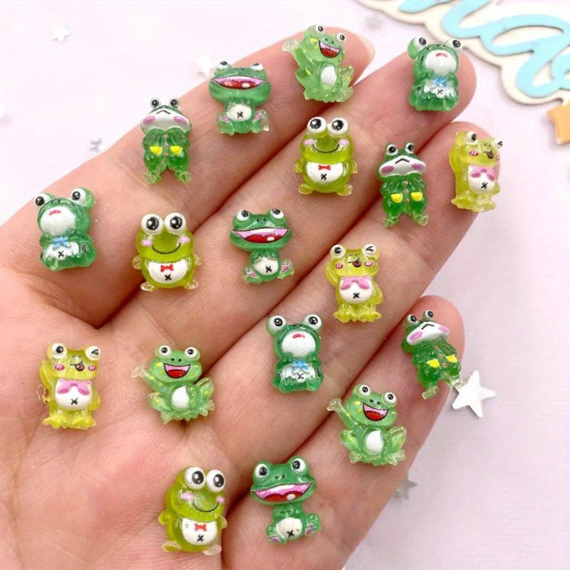 

30/ 50/ 100pcs Resin Frog Decoration, Flat Bottom Diamond, Mixed Color Sparkling Powder Micro Frog Decoration, Nail Art Handbook Diy Craft Accessories