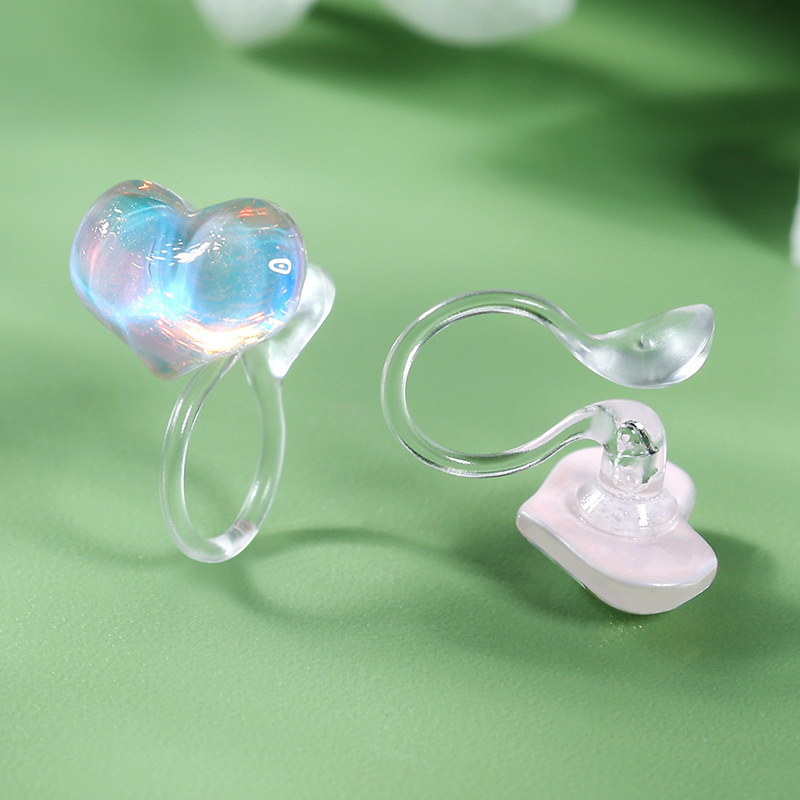 2pcs Clear Resin Clip- Earrings Compatible For Cartilage, Helix & Conch - Cuff Piercing Earrings, No-pierce Jewelry For &, Daily Wear & Parties, Korean - Piercing (2pcs)