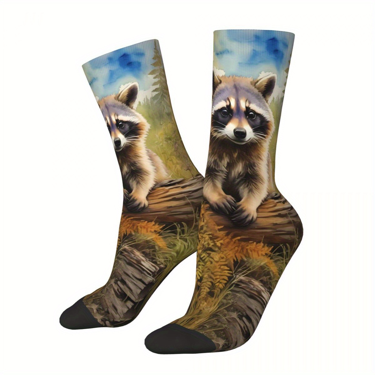 

1 Pair Biihudu Men's Novelty 3d Socks - Breathable Polyester With Elastane, Fit, Hand Washable - Unique Scene Design