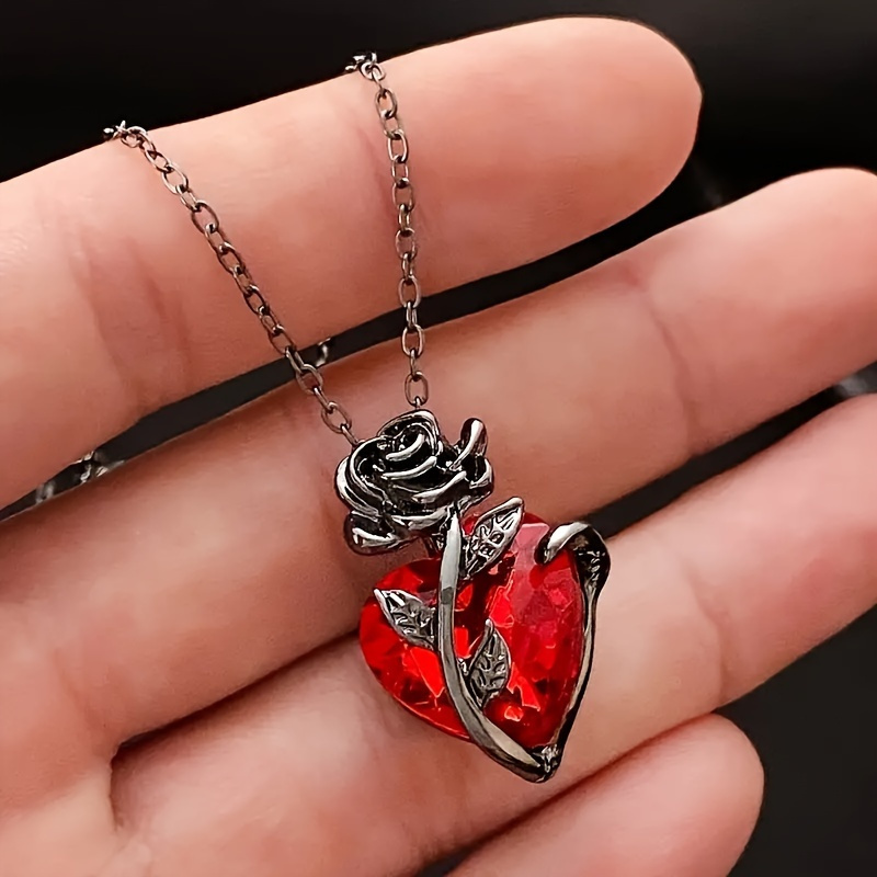 

Y2k Red & Pendant Necklace - , Copper Zirconia, For Men