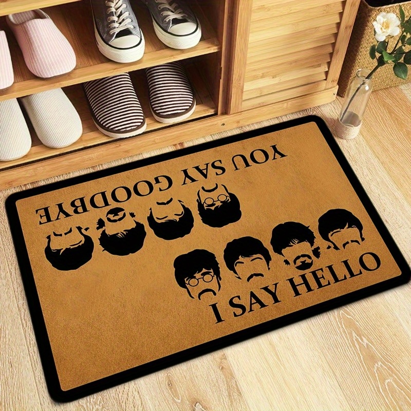 

1pc 'hello' & 'goodbye' Humorous Door Mat - Non-slip, , Machine Washable Polyester Rug For Entryway, Yard, And Home Decor