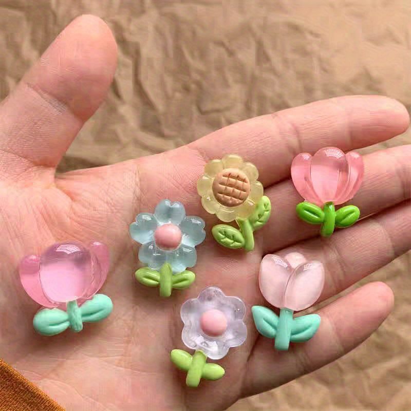 TEMU 6pcs Set Of Cute Tulip And Sunflower Refrigerator Magnets, Cute Decorative Magnets, Kitchen Office Whiteboard Storage Cabinet Cupboard And