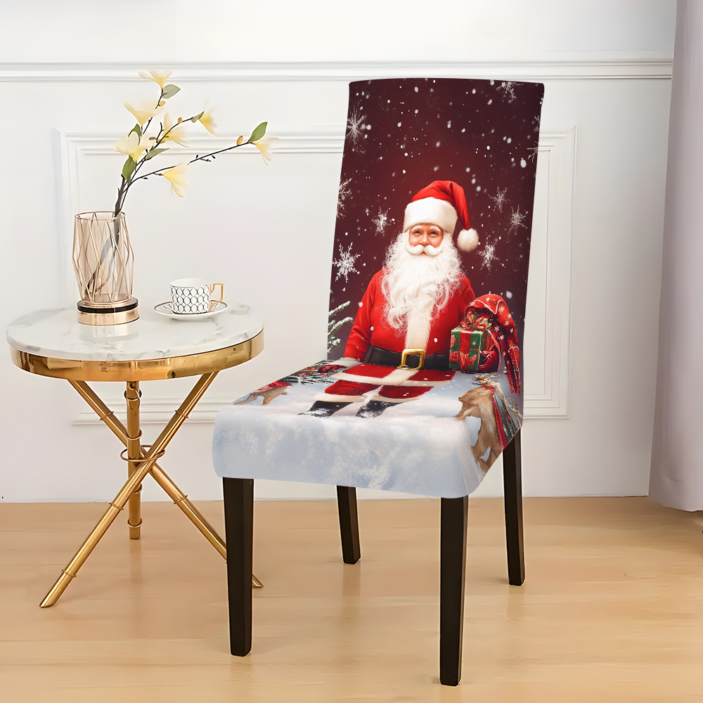 

2/4/6-piece Set, Christmas Joy Chair Covers, , Milk Fabric, Stretchy, Machine Washable, Polyester, Home Kitchen Dining Chair Protectors, Holiday Decor For Living Room Hotel Decor