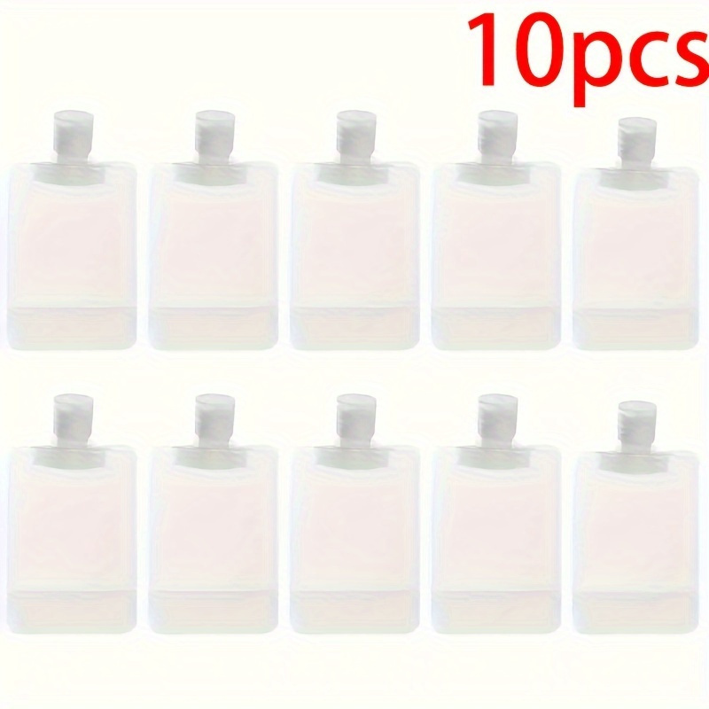 TEMU 10pcs Travel-size Refillable Plastic Cosmetic Squeeze Bags, Leakproof & Reusable, For Easy Visibility, Lotions, Shampoos, And More, Multiple