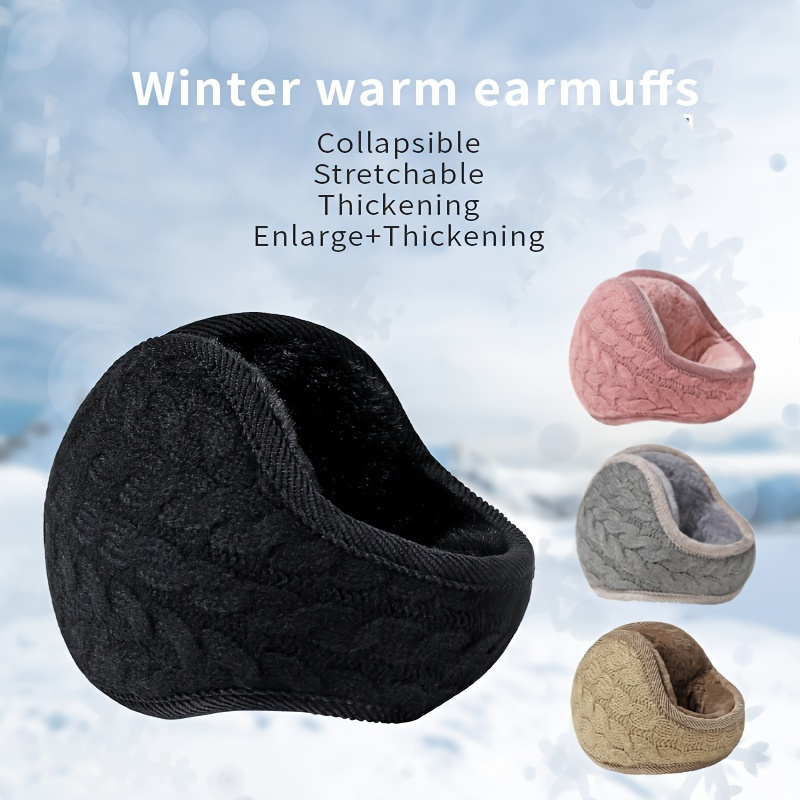 

1 Pair Winter Knit Polyester Ear Muffs For Couples - Breathable, Stretchable, Thickened Fabric, Hand Washable, No Electricity Needed, Fitted For Travel & Outdoor Activities