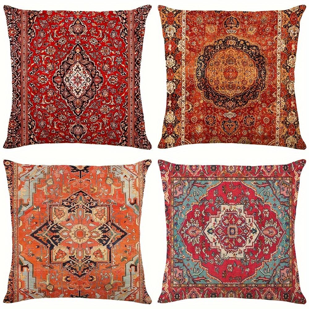 

Boho Throw Pillow Covers 18x18 Set Of 4, Monaco Rug Decorative Pillows Covers For Couch, Sofa Pillows Case For Living Room, Bohemia Sofa (18x18 Inch)