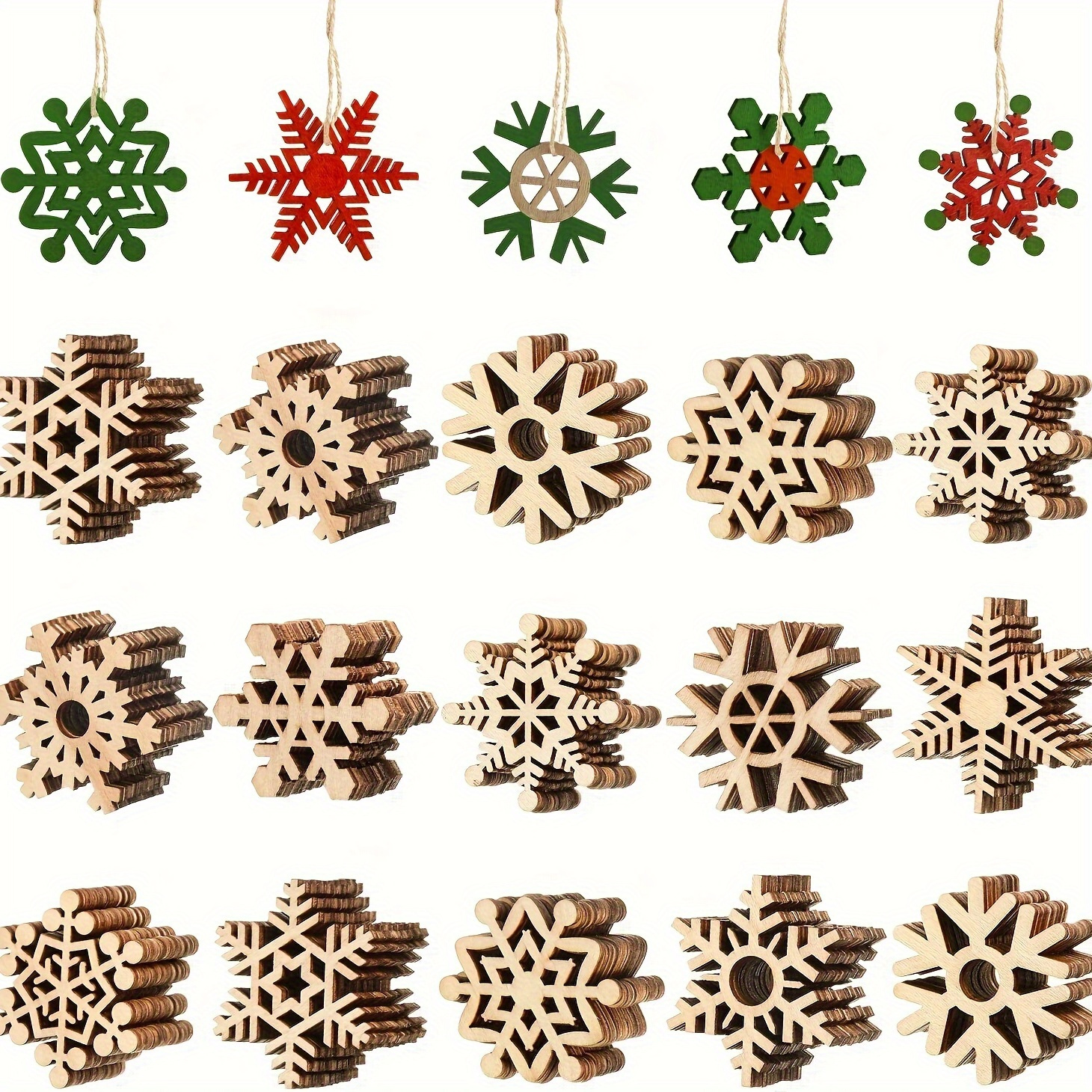 

30pcs Wooden Pendants - Christmas Hanging Ornaments, Wood , No Needed, Christmas Holiday Decorations Hanging