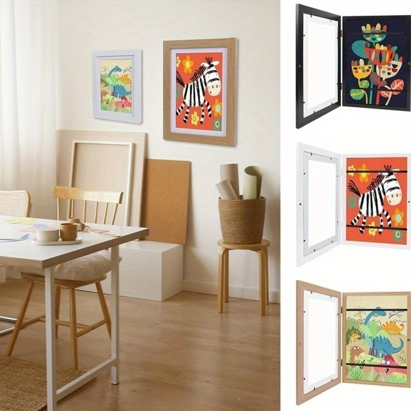 

' Art Display Rack - A4 Size, Front-opening Flip Frame For School Projects & Home Decor, Wood