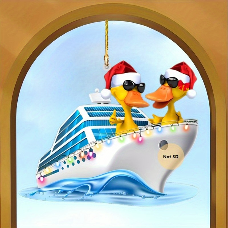 

1 Duck Cruise Ship Acrylic Christmas Decoration, 2d Acrylic Duck Cruise Ship Pendant, For Home Decoration, Keychain, Christmas, Thanksgiving Season Decoration, Gift For Cruise Ships