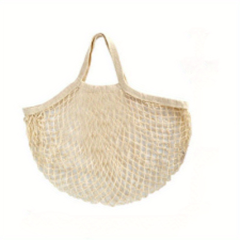 Beige Cotton Mesh Grocery Bags - Reusable, Lightweight & Durable Shopping For Produce, Beach & More