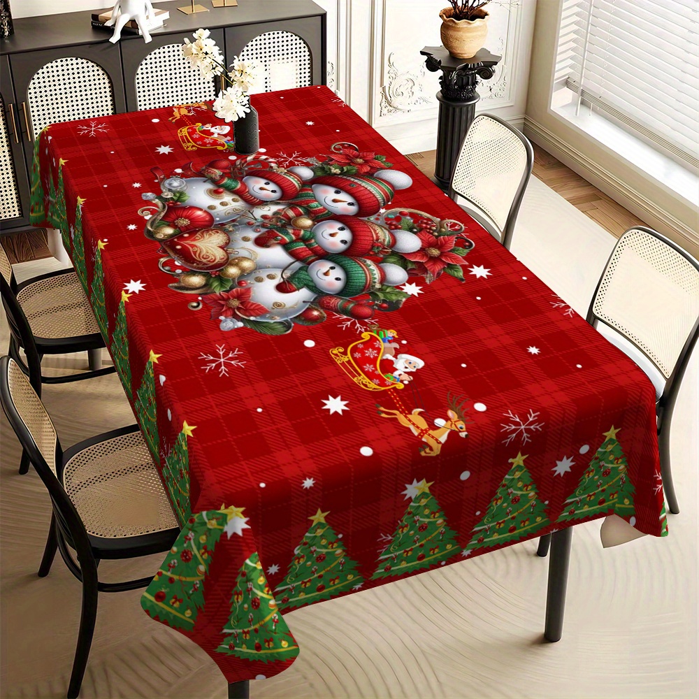 

Christmas Pattern Tablecloth - 1pc Rectangular Table , Oil- Printed Tablecloth For , Tv Stand, Table, -