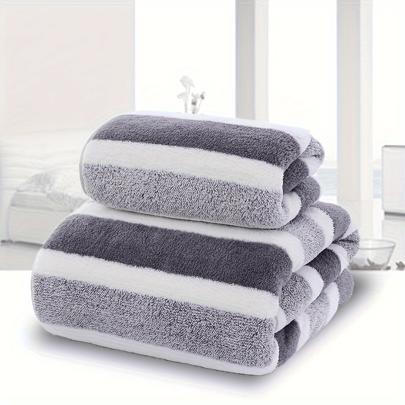 

2pcs Striped Soft Exfoliating Towels, Quick-dry Absorbent Body Scrubber Towels For Bathroom Use