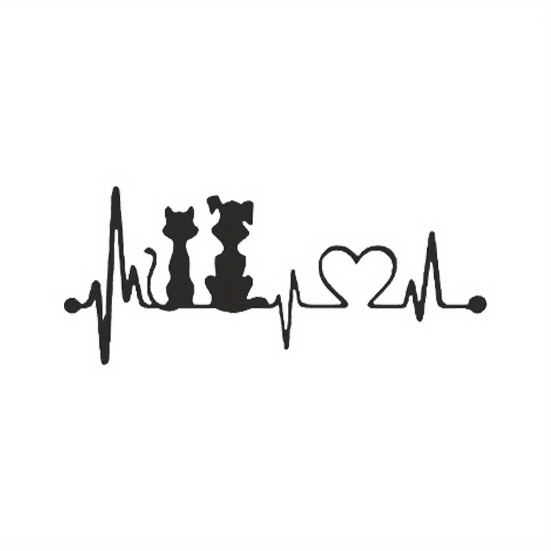 

1pc Heartbeat Vinyl Decal - Unique Black Silhouette Sticker With Chess Pieces Design For Car Decoration