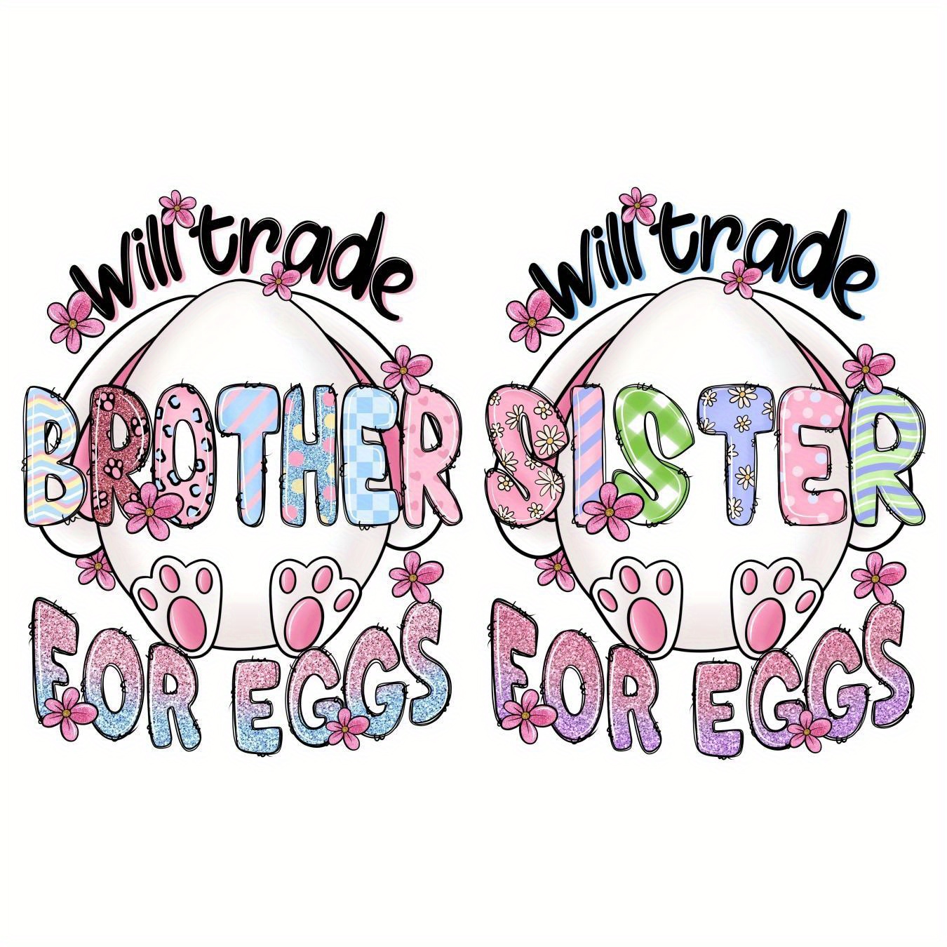 

2- Easter Egg Iron-on Decals, Mixed Plastic For Diy T-shirts, Hoodies, , , Pillows, And Backpacks