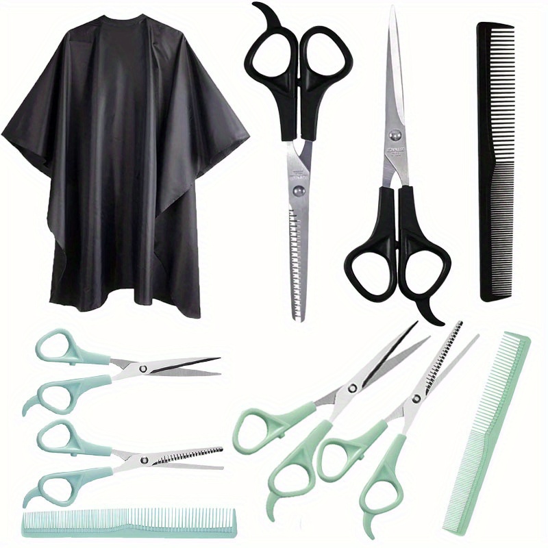 

4pcs Professional Haircutting Scissors Set With Comb & Cape - Texturizing, Thinning & Straight Shears For All Hair Types - -free