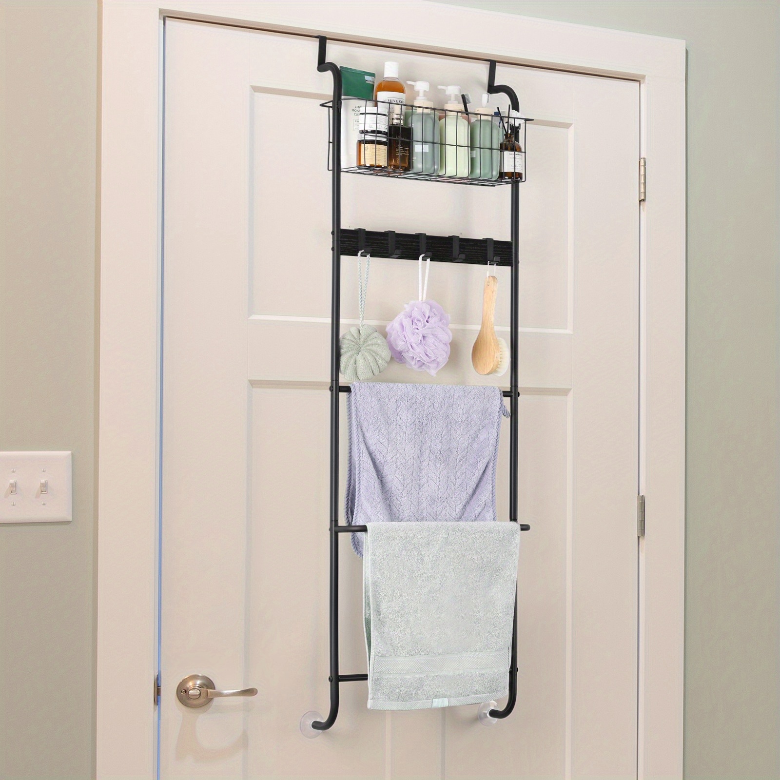 door towel rack hooks versatile bath towel holder bathroom Temu