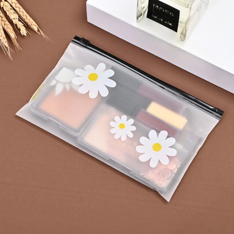 

[customer ] 10pcs Daisy Print Transparent Pu Makeup Bags - Lightweight, Multi-functional Cosmetic Organizer