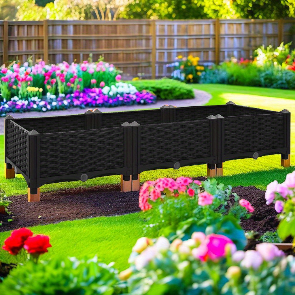 

120x40x23 Cm Polypropylene Raised Garden Bed For Vegetables And Flowers Easy Outdoor Planter Box