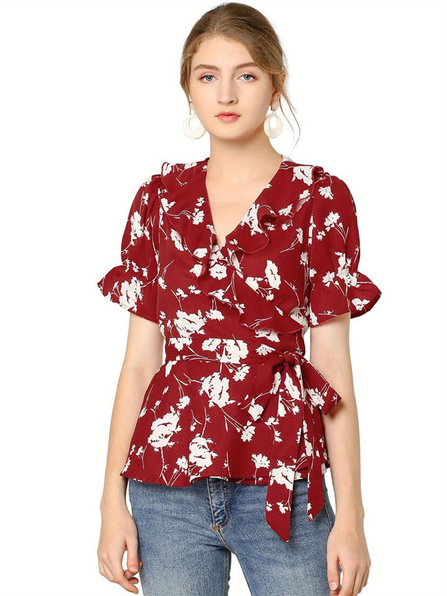 peplum wrap blouse