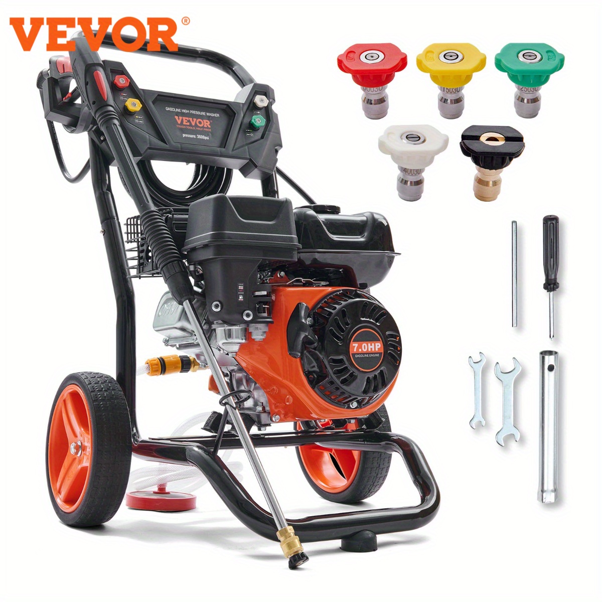 

Vevor Gas Pressure Washer, 3600 Psi 2.6 Gpm, Gas Powered Pressure Washer With Copper Pump, Spray And Extension Wand, 5 Quick Connect Nozzles, For Cleaning Cars, Homes, Driveways, Patios