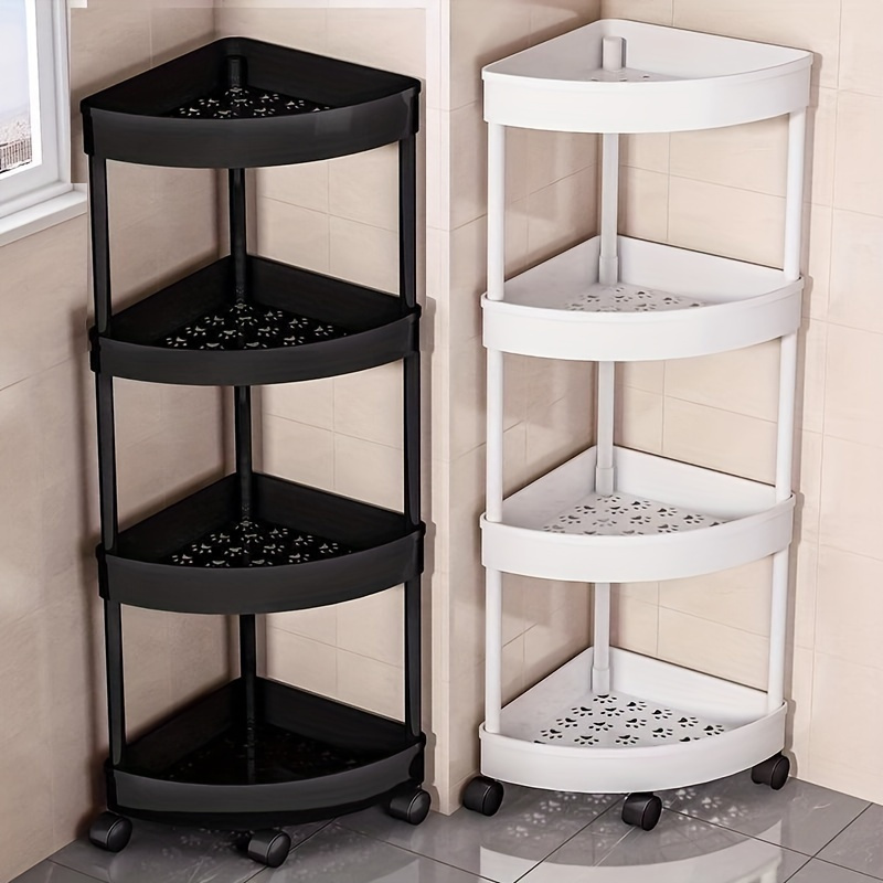 

Four-level Rolling Storage Cart, Compact Corner Organizer On Wheels, Sturdy Plastic, No Electricity Required, Suitable For Kitchen, Office, Commercial Hygiene & Bathroom Items