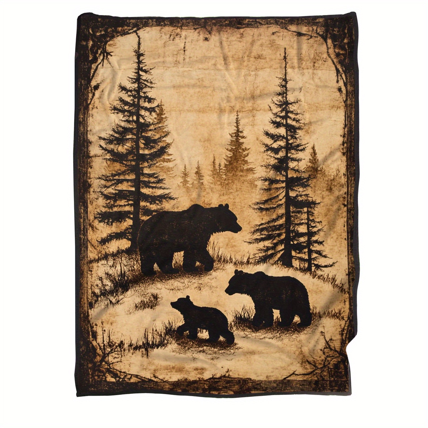 TEMU Couverture Jetée Ours Bohème Confortable - Flanelle Légère, Chaleur Toutes Saisons pour Salon & Chambre