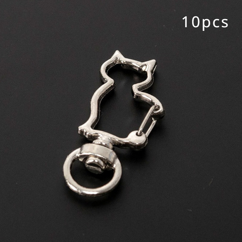 10pcs Per Pack Of Creative Kitten Keychains Made Of Alloy With Spring Clips, Unique Shaped Clips For Crafts And Metal Additions