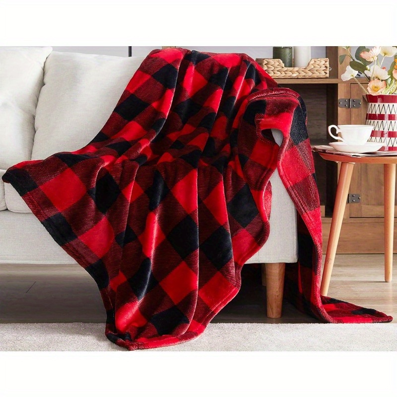 

Flannel Blanket Throw Blankets, Throw Blanket For Couch Sofa Bed, Soft Checkered , Lightweight Farmhouse Decor