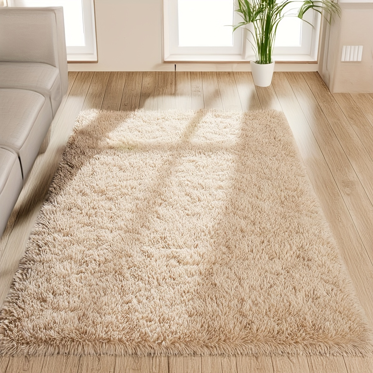 TEMU 1pc Plush Velvet Bedside Rug, Solid Color Long Pile Runner Home Decor Carpet Floor Mat, Suitable For Bedroom, Living Room, Lounge Area, Coffee