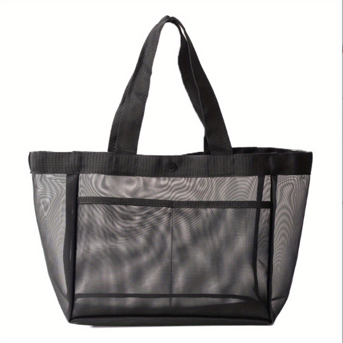 Image of Solid Color Mesh Handbag Transparent Storage Bag Single Shoulder Bag Beach Bag Large Capacity Mall Transparent Mesh Shopping Bag 1 Pack