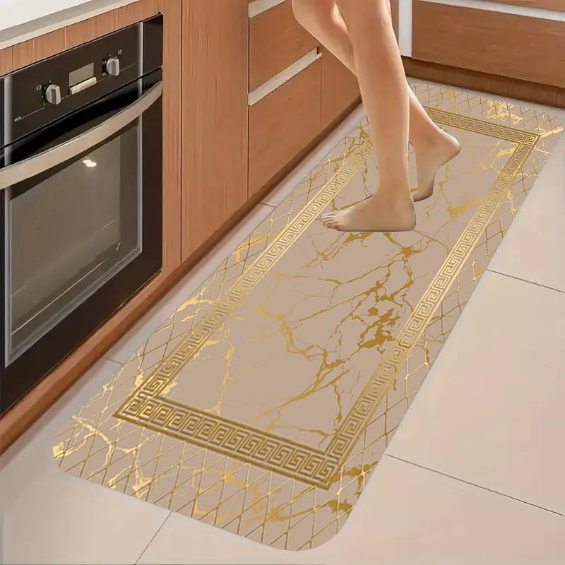 

1pc Luxurious Floor Mat - Thick 1.1cm, Non-slip & Wear-resistant, Anti-fouling, Elegant Marble Pattern With , Kitchen, Living Room, Porch, Balcony, And Home Decor