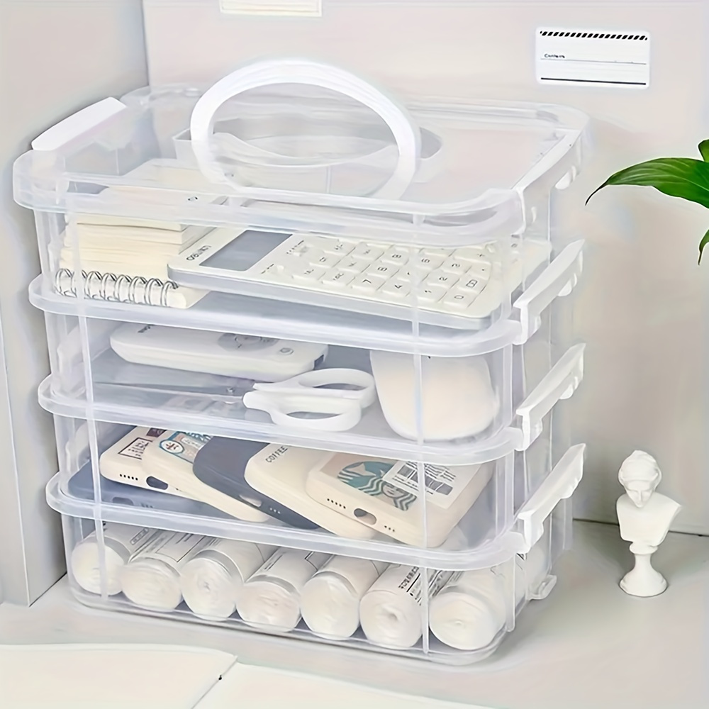 TEMU 1pc Stackable Plastic Organizer Box - Multipurpose Tool Classification And Toy Compartment , Organizer, No Needed