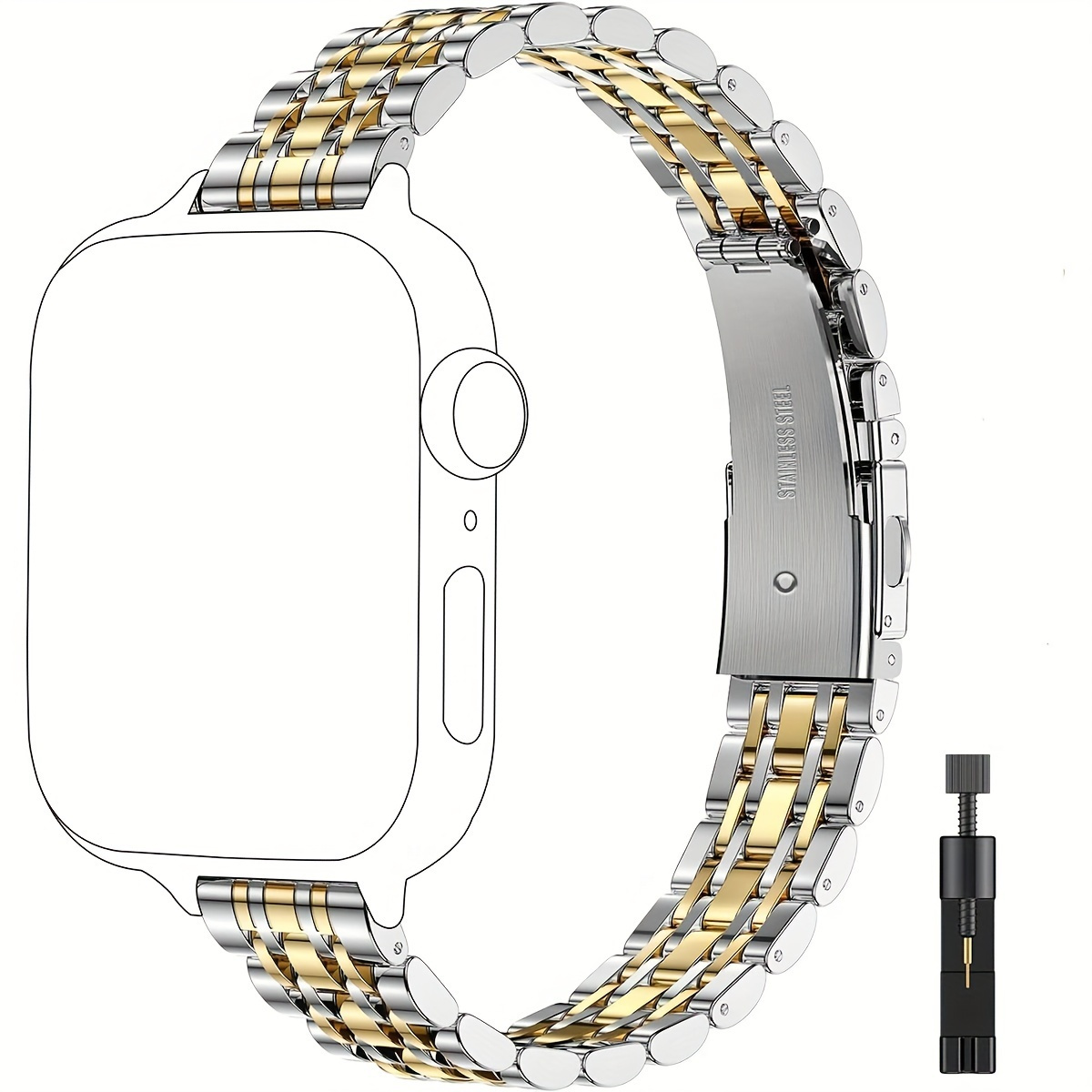 E-shop Zweifarbige Edelstahlarmband, passend für die I-Serie Uhren mit 38 mm, 40 mm, 41 mm, S10, 42 mm, 44 mm, 45 mm, 46 mm, 49 mm