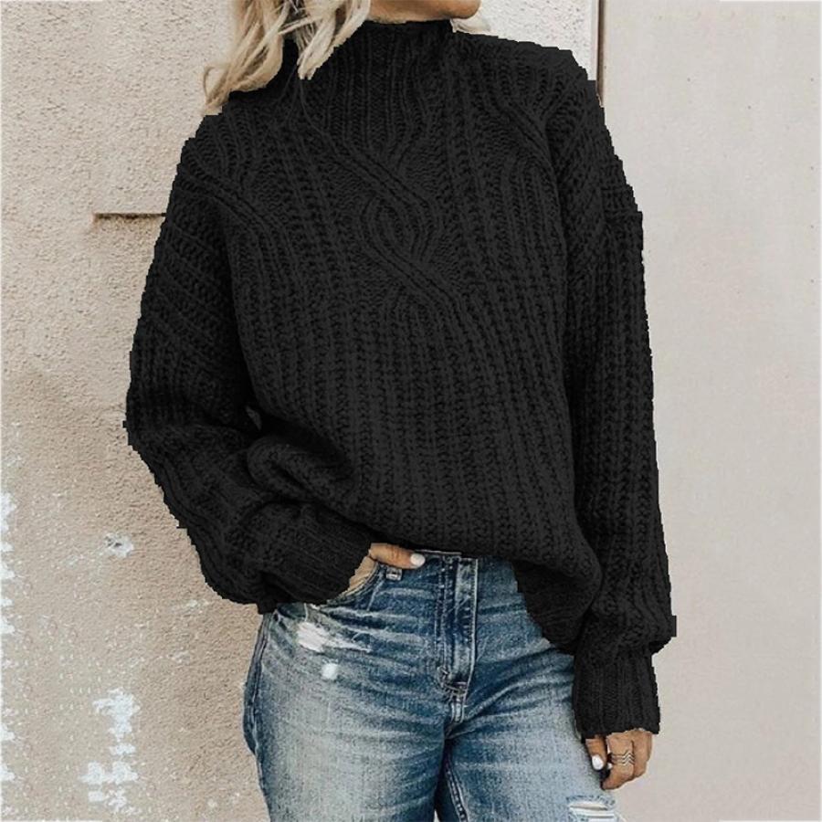 

Women Knit Sweater Long Sleeve Turtleneck Solid Pullover Warm Sweater For