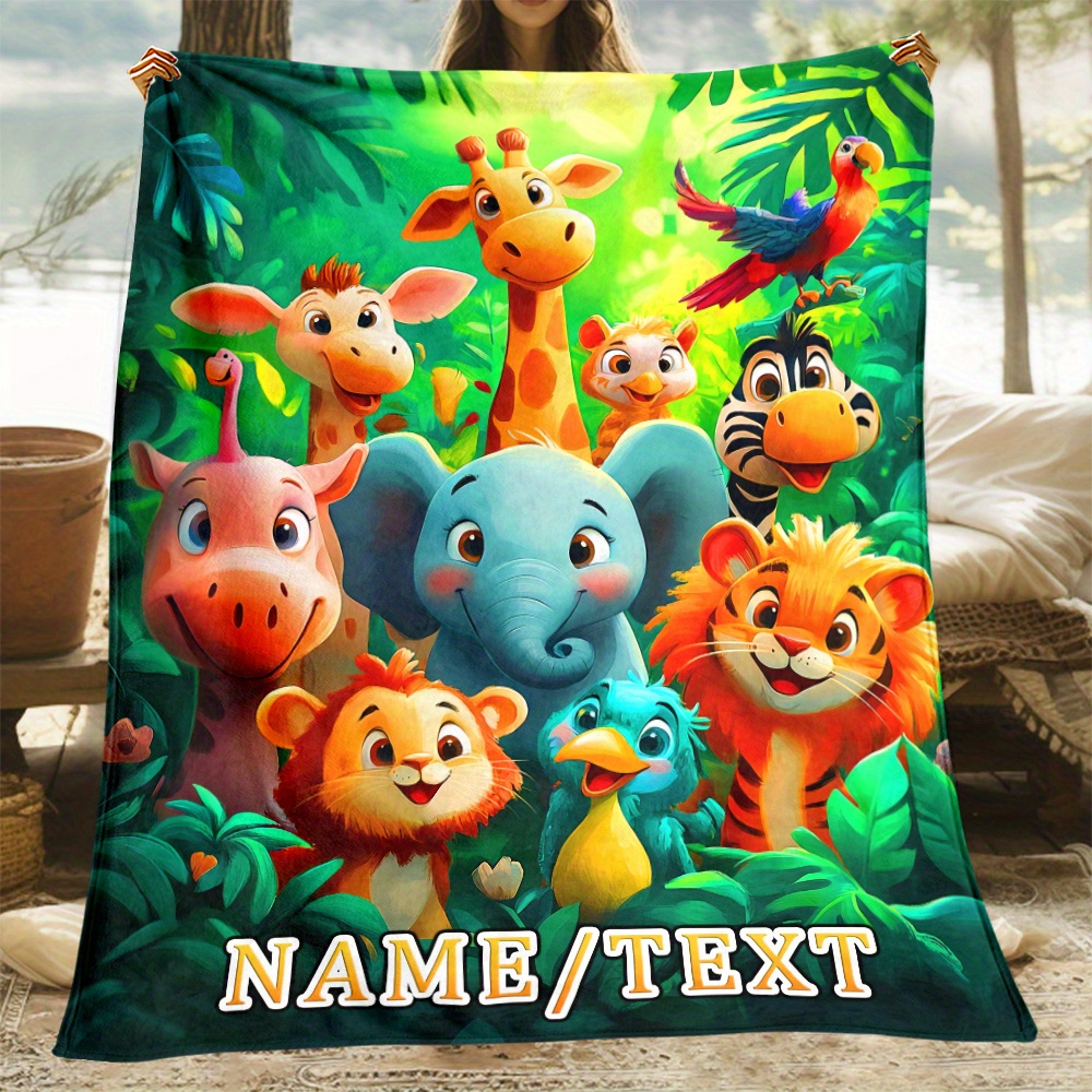 

Customizable Zoo Fleece Blanket - 1pc Polyester For Sofa, Bed, - , , No Needed, Featherless - For