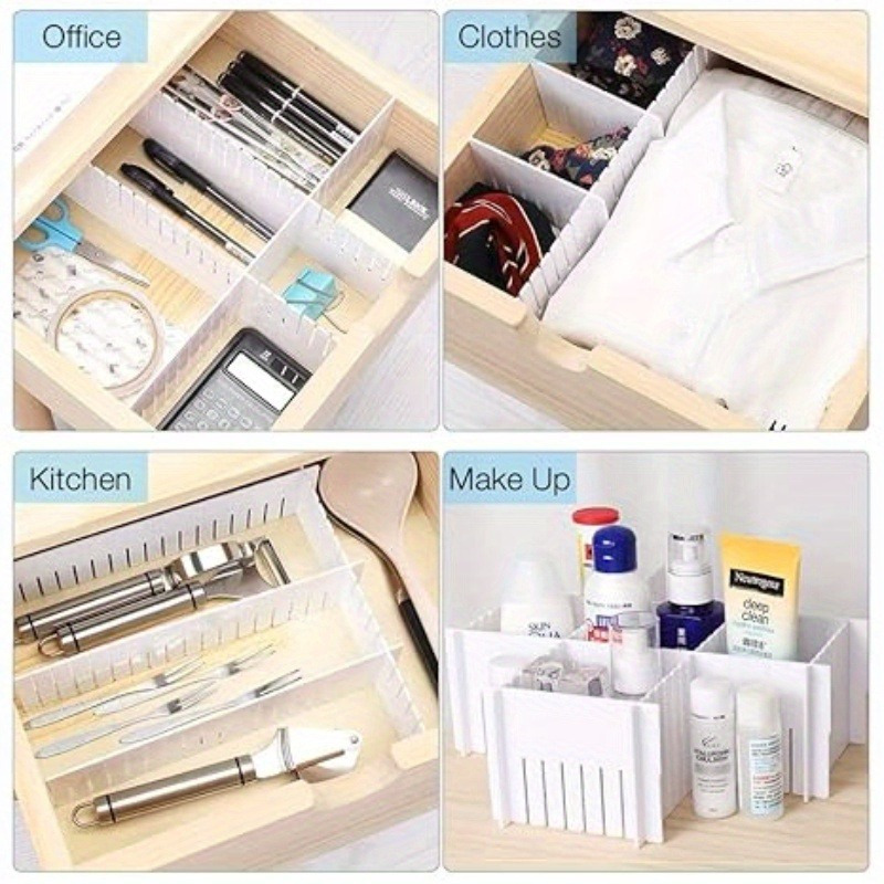 

5pcs Adjustable Drawer Organizer - Multifunctional Storage Divider For Clothes, Socks, Etc. - Modern Plastic Wardrobe Partition