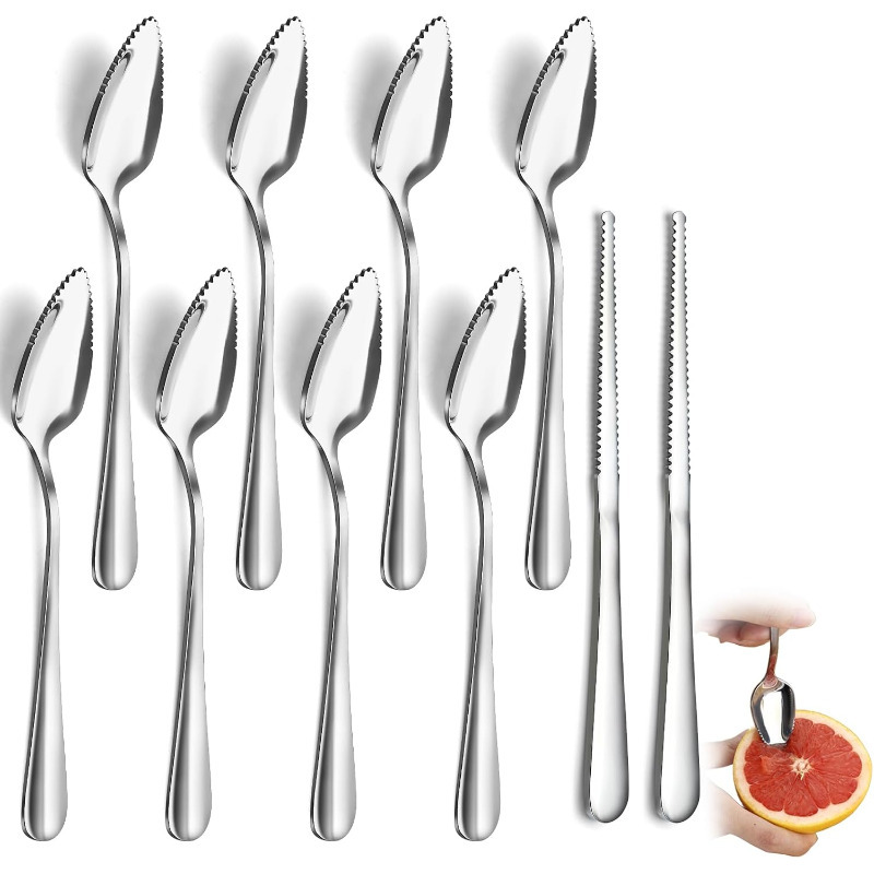 TEMU Grapefruit Stainless Steel Flatware Set Grapefruit Spoons Grapefruit Knives Grapefruit Spoons And Knives With Serrated Edge Suitable For Cutting