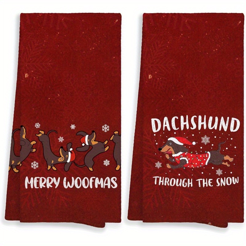 

2-pack Modern Dachshund Kitchen Towels - 18x26 Inch, Super Polyester, Machine Washable, -themed Dish Cloths With & Dachshund Design For Christmas, Ideal Gift For Dog Lovers