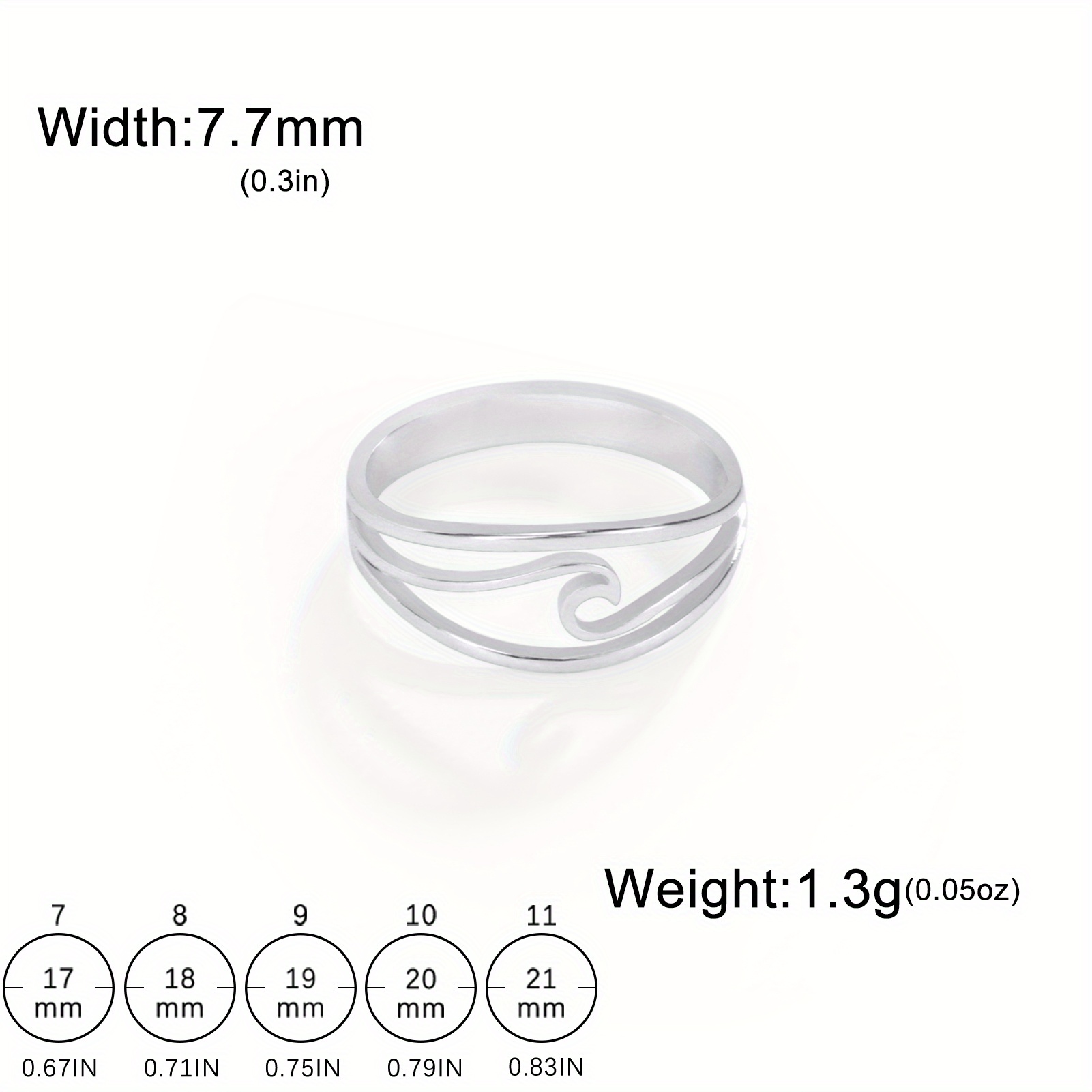 Image of 1pc Men's Bohemian Wave Pattern Ring - Stainless Steel Geometric Design Jewelry, Durable Fit For Casual Attire, Valentine's Day Gift For Him, Elegant Accessory, Modern Accessory