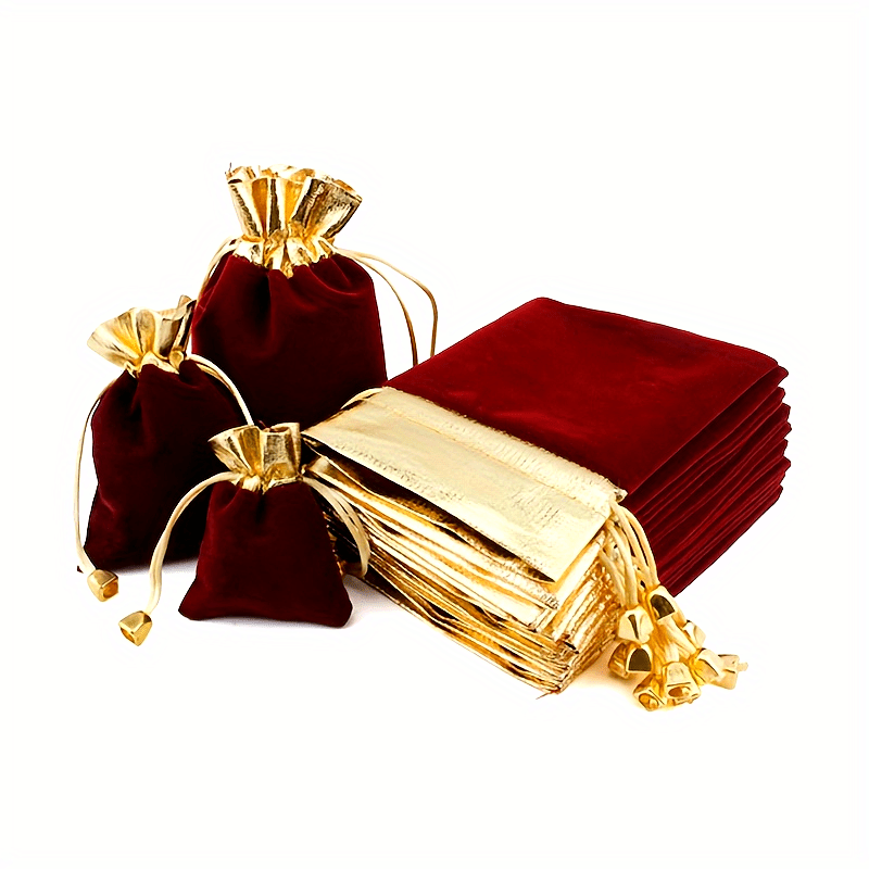 

50pcs Per , Luxurious Jewelry Pouch Gold Plated Drawstring, In 3 . For Business Supplies, Jewelry Packaging, Wedding , And Wedding Decorations