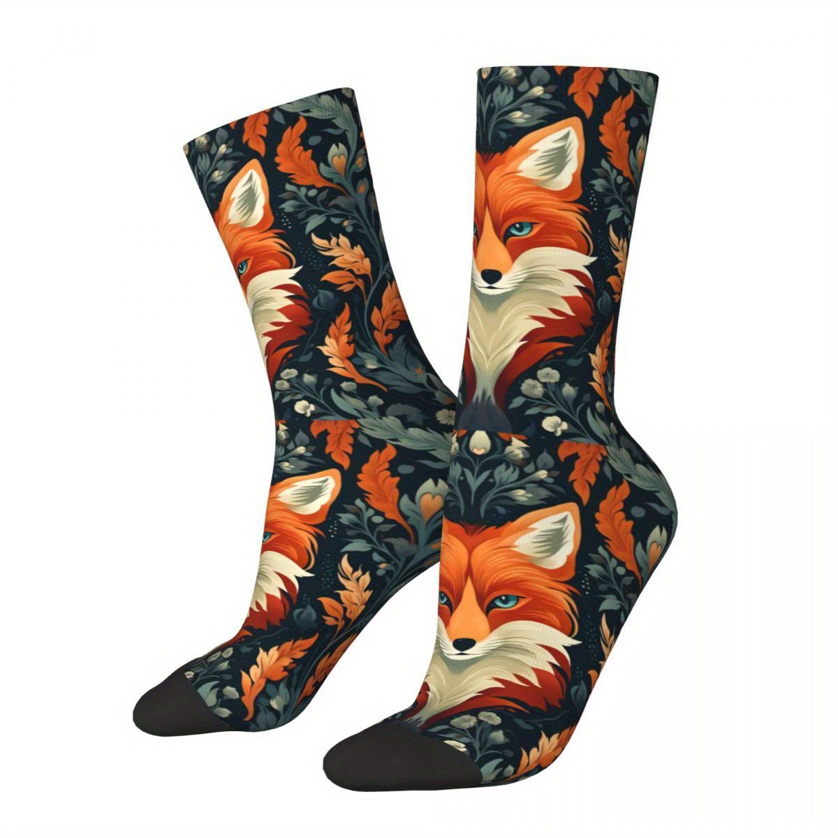 TEMU 2D Print Design Leuke Vos Sokken Casual Sokken Naadloze 3D Digitale Print Verrassende Lente Zomer Herfst Winter Sokken Cadeau