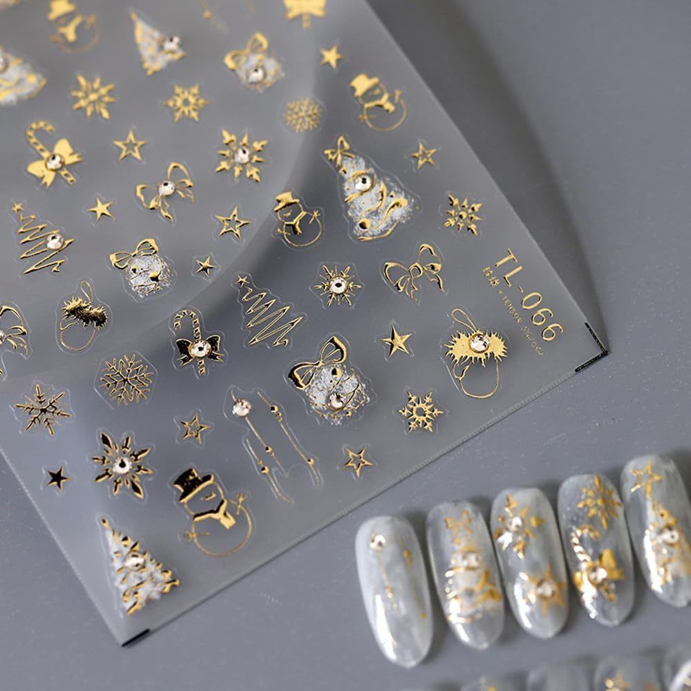 

1 Sheet Christmas Nail Stickers 5d Nail Decals Winter Snowman Christmas Tree Snowflakes Golden Christmas Nail Stickers For Women Girls Nail Decoration Charms