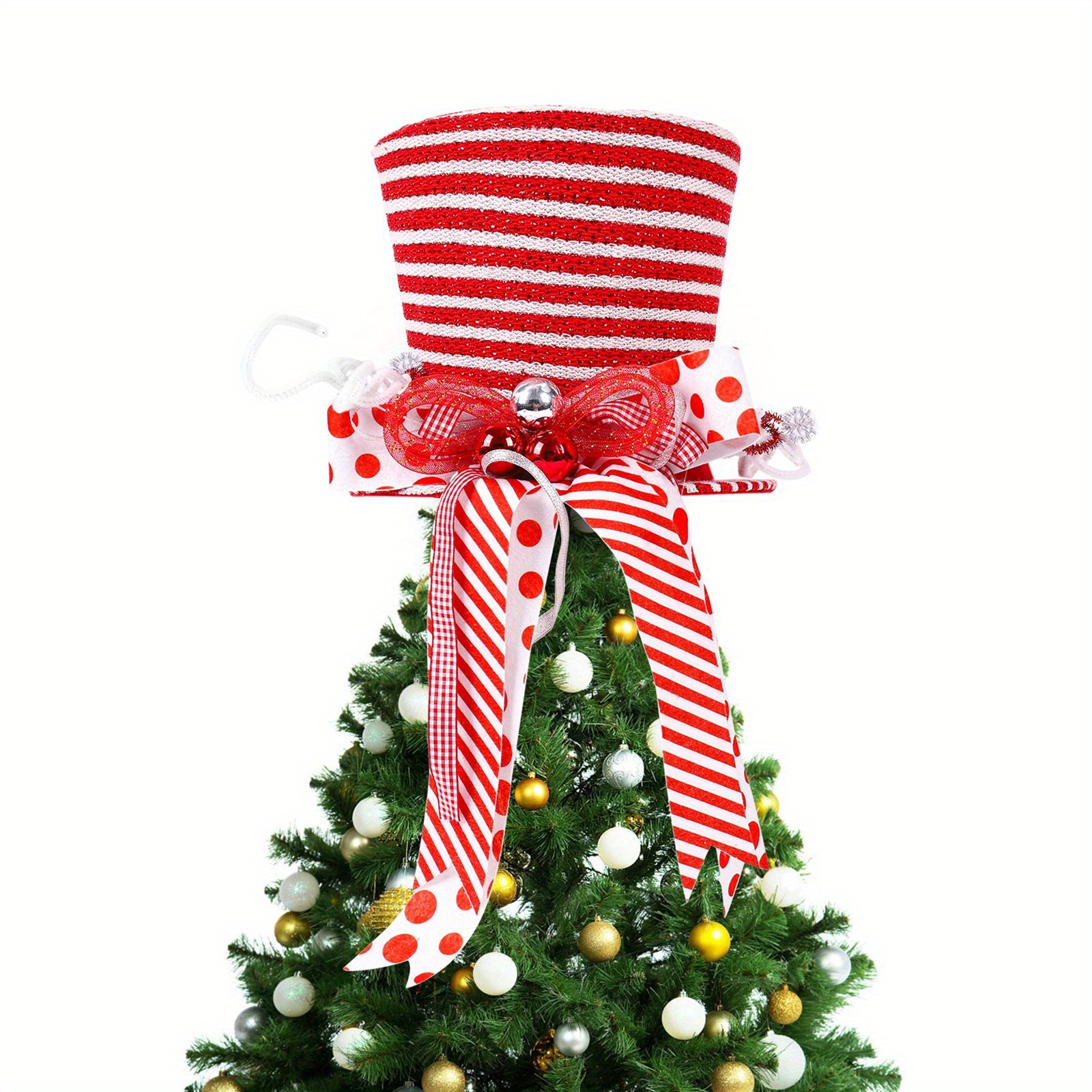 

Christmas Tree Topper Decoration Retractable Christmas Treetop Star Decorations With Bow-knot Ribbon For Home Christmas Decor