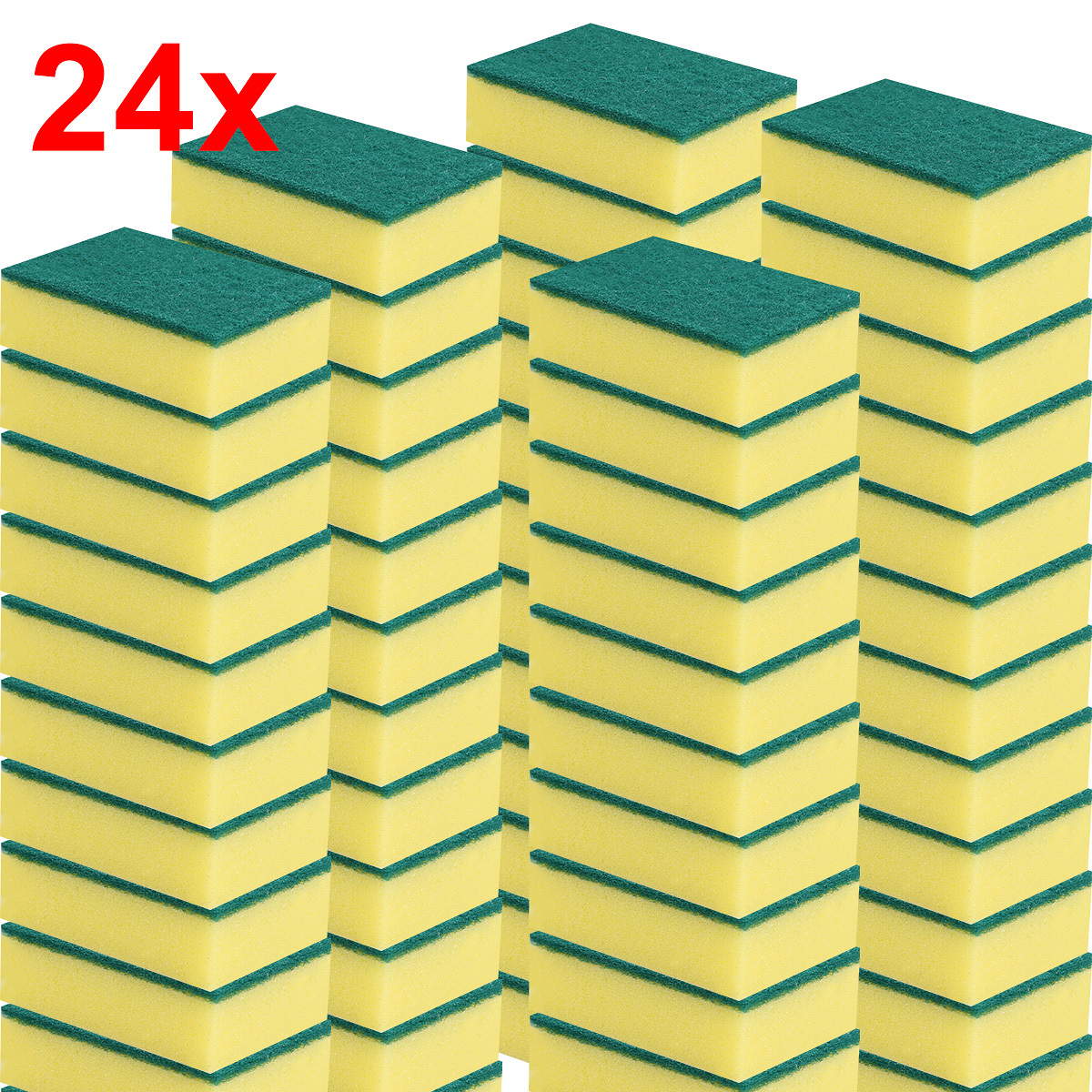 

24 Pack Kitchen Scrub Sponges - Heavy Duty Dual-sided Polyurethane Cleaning Sponges For Household Use, Non-scratch, , Multipurpose For Living Room, Bedroom, Bathroom, Car