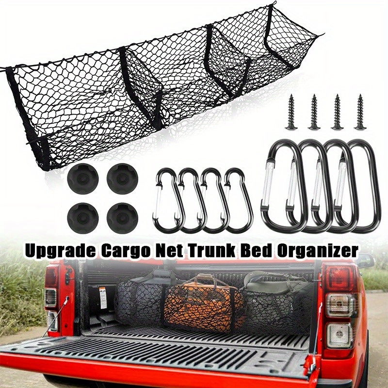 

Trunk Bed Organizer For Ford/ Dodge/ Gmc/ Silverado/ Toyota/ / Honda/ And Pickup Truck, 59" Mesh Storage Net Heavy Duty With 3 Detachable Pocket