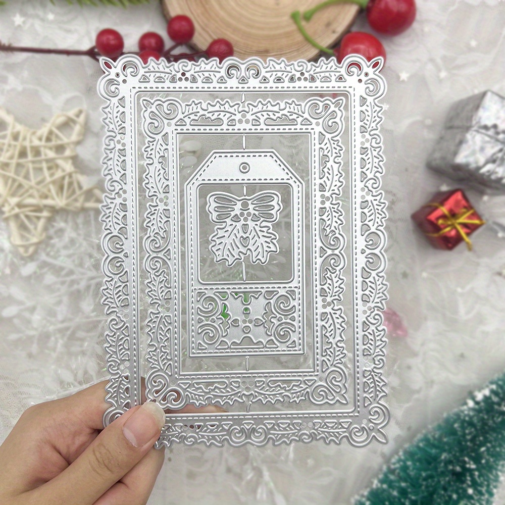 

Christmas Frame Metal Cutting Die - 1pc For Diy Scrapbooking, Album Decor & Card Making, Silvery- Embossing Tool