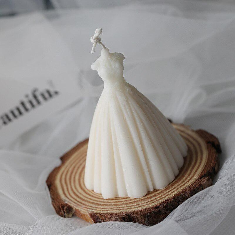 Image of Valentine's Day Wedding Silicone Mold, Wedding Dress Candle Making Silicone Mold - Wedding Favor Gift To Your Sentiments