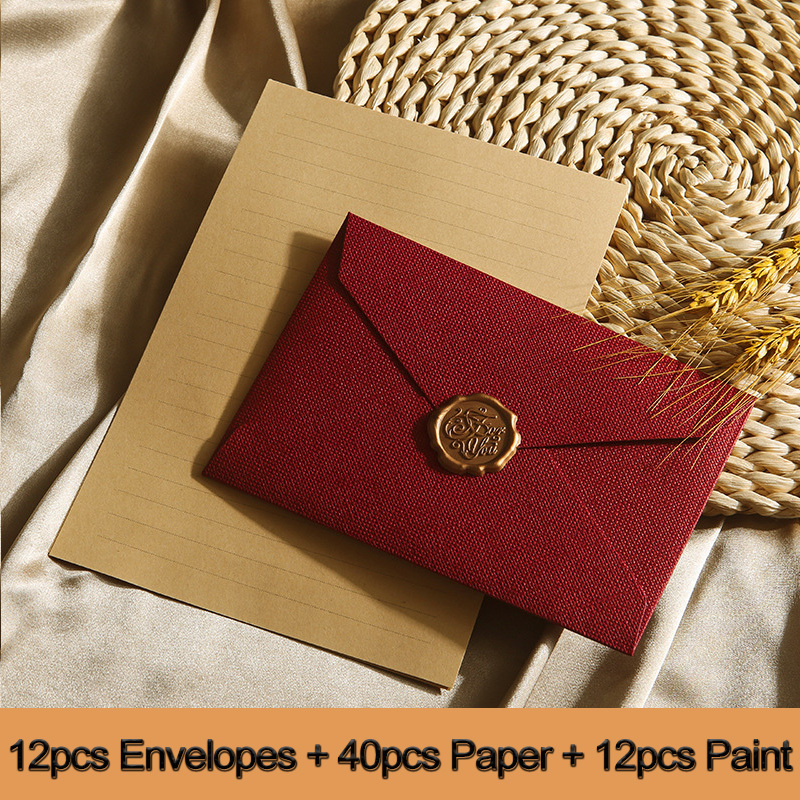 TEMU 64pcs Linen Envelope And Letter Set Wax - Gifts, Wedding Invitations & Use