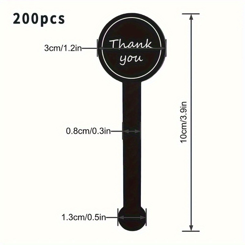 200pcs Black Thank You Long Sealing Sticker Pudding Bottle Sticker, Baking Box Label Sticker, Baking, Handicraft Products