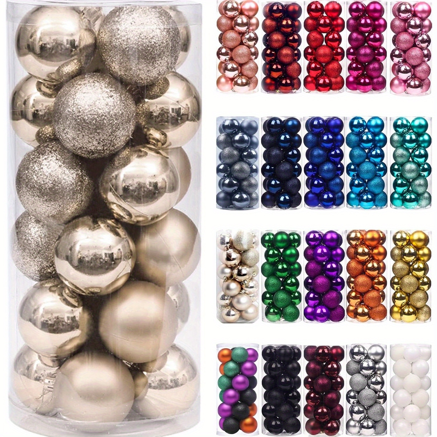 

24pcs Vintage Christmas Ornaments - Shatterproof Hanging Balls For Tree Decoration, Holiday & Wedding Parties (1.5"-4cm)